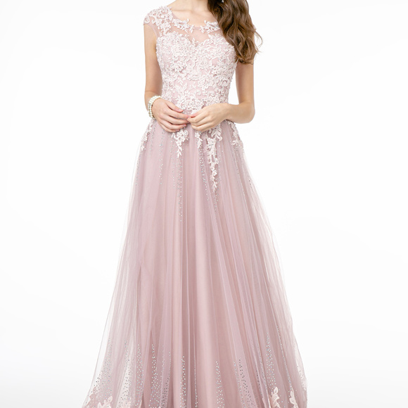 Mesh Scoop Neck Long Dress GSGL2886 - Picture 1 of 5